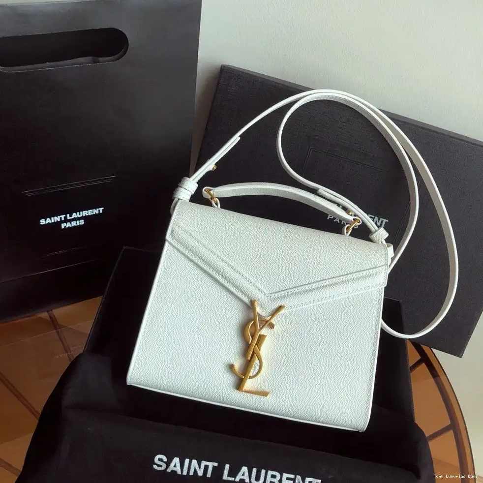 Tony Luxuries DE HANDLE CASSANDRA MINI IN TOP GRAIN EMBOSSED BAG YSL LEATHER POUDRE 0517
